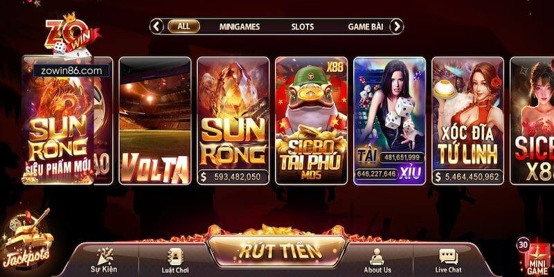 Zowin với nhiều trò chơi hot hit